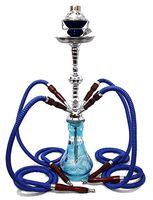 4 hose 22" Blue Hookah shisha nargila bars smoking pipe glass water Vase new