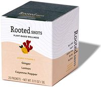 Rooted Shots - Ginger Lemon Cayenne Pepper Shot | 500mg Vitamin C | Immune Support and Wellness Dried Juice Shot | Non-GMO and Vegan Dried Plant Based Powder | Inflammation Support | 20 Pack