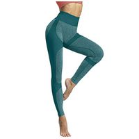 SADUORHAPPY Women's Seamless High Waisted Yoga Leggings Stretch Workout Running Leggings Green