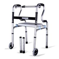 Elderly Walker, Wheeled Walker Rehabilitation for The DisabledWheeled Seat Assisted Frame Disabled Rehabilitation Training Support Tool Assisted to Get Up (Color : Silver)