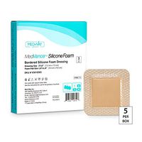 MedVanceTM Silicone - Bordered Silicone Adhesive Foam Dressing, Size 3"x3", (1.8"x1.8" pad), Box of 5 dressings