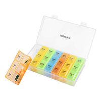 Healifty Weekly Pill Box - 7-Day 21 Grid Pill Case - Large Compartments, Easy to Use, Portable, Not Falling Paint - Colorful Mini Medicine Pill Tablet Organiser (3-Times-A-Day)