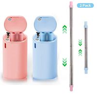 Stainless-Steel Reusable-Drinking Straw Metal-Straws-with-Case Composed of Stainless Steel and Food-grade Silicone Portable Set with Case and Cleaning Brush for Party Travel Household Outdoor