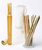 Final Sale! Bamboo Straws Drinking Reusable and Natural 8''/20cm Set of 10 Bamboo Straws with a Case in a Pouch and a Cleaning Brush| Eco-Friendly and Best Alternative to Plastic Straws