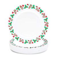 Juvale Disposable Plastic Plates 24 Pack - Christmas Party Plates - 9 inch