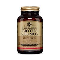 Solgar Biotin 5000 mcg, 100 Veg Caps - Promote Healthy Skin, Nails & Hair - Supports Energy Production, Protein, Carbohydrate & Fat Metabolism - Vitamin B - Non GMO, Vegan, Gluten Free - 100 Servings