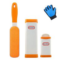 Macy Pet Hair Remover Brush - Fur & Lint Removal Brush with Self-Cleaning Base - Dog & Cat Hair Remover for Furniture, Couch, Carpet, Bed, Car Seat, Clothing - Animal Fur & Dust Removal Tool(Orange)