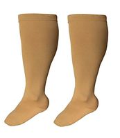 Runee Extra Wide Closed Toe Medical Grade Knee High Compression Sock 20-30mmHg - Made For People With Wide Calves (Beige)