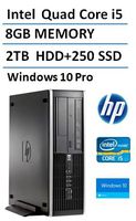 2016 New HP Elite Pro Slim Business Desktop Computer Small Form Factor (SFF) with Intel Quad-Core i5 3.1GHz, 8GB DDR3 RAM, 2TB HDD + 250GB SSD, DVD, Windows 10 Professional (Renewed)