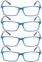 Reading Glasses 4 Pairs Design Readers Women Men Reading Eyeglasses (Blue, 3.00)