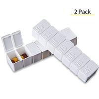 Estefanlo 7 Day Pill Organizer, Push Button Pill Box, Portable Travel Pill Case, Weekly Pill Planner Daily Pill Reminder Supplement Organizer for Vitamins Fish Oil Medication (2 Pack)
