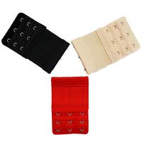 3 Pack Women's Bra Extenders Elastic Soft Nylon 3 Hooks Bra Strap Extensions - Black/Red/Skin Color