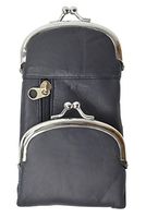 Genuine Leather Cigarette and Lighter Case with Twist Clasp by Marshal (Navy Blue)