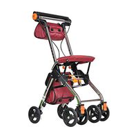 Rollators & Walkers Rolling Walkers Elderly Walker Portable Walker Pulley Elderly Walking Walker Lightly Foldable Disabled Auxiliary Walker (Color : Red, Size : 46x56.5x76cm)