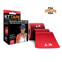 KT Tape Original Cotton Elastic Kinesiology Therapeutic Athletic Tape, 20 Precut 10 inch Strips, Red, Latex Free, Breathable, Pro & Olympic Choice