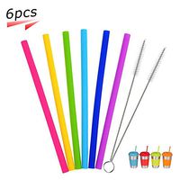 Reusable Straw Drinking Straws Food-Grade Silicone Straws Flexible Smoothies Bent Straws with Cleaning Brushes for Rtic Yeti Ozark Rambler Tumblers Straw Lid 30 Oz or 20 Oz,BPA-Free - 6 Pcs