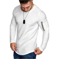 Kiyotoo Casual T Shirt for Men, Mens Long Sleeve Slim fit T-Shirt Sport Running Gym Tee Tops Longline Crewneck Shirts White