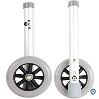 Pivit Auto Stop Walker Wheels | 5" | Pack of 2 | Large Wheels Glide Over Almost Any Surface | Brake Or Roll with Simple Pressure Activated Braking | Fits Any Brand 1" Tubing Limited Lifetime Warranty
