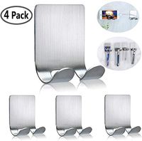 Razor Holder For Shower Self Adhesive Hooks Wall Hanger Stainless Steel Shower Phone Holder Shave Razor Hook Stand Bathroom Kitchen Organizer-4 Packs