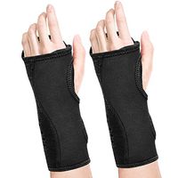 Fibee Night Wrist Sleep Support Brace, Palm Cushion Relieves Carpal Tunnel, Tendonitis, Ulnar Pain Etc, Wrist Splint for Men and Women, Night Wrist Brace with Metal Support for Right Left Hand(Pairs）