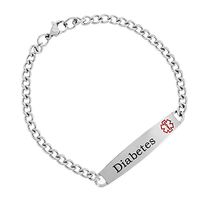 StickyJ USA Slim Stainless Diabetes Curb Link Medical Alert Bracelet 8 in