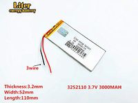 3lines 3.7V3000mAh 3252110 Lithium Polymer Ion Rechargeable Battery Lithium Polymer Li-Po Battery for MP4 GPS MP3 Bluetooth Stereo DIY Gift