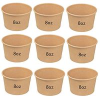 Paper Ice Cream Cups CheeseandU 100-Count 8-Oz Disposable Dessert Bowls for Hot or Cold Food Kids Summer School Birthday Party Supplies Treat Cups Bowls for Sundae Frozen Yogurt Soup Brown