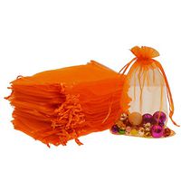 Lautechco 100Pcs Organza Bags 6x8 inches Orange Organza Gift Bags Small Mesh Bags Drawstring Gift Bags Christmas Drawstring Organza Gift Bags (6x8 inches Orange)