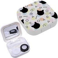 Portable Contact Lens Case Box Travel Kit Mirror + Bottle + Tweezers Container Holder [ Cat Cartoon Cats ]