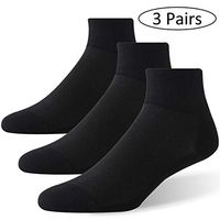 Forcool Diabetic Socks, Women's Men's Non Binding Loose Top Wide Ankle Low Cut Cotton Diabetic Socks Edema Socks Diabetes Socks with Seamless Toe for Summer, 3 Pairs Black Medium