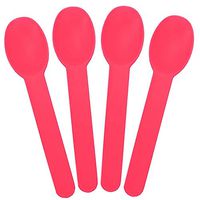 [25 Count] Pink Heavy Duty Plastic Spoons - Disposable Frozen Yogurt Ice Cream Spoons - Frozen Dessert Supplies