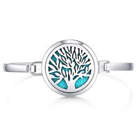 Mesinya New 30mm Aromatherapy /316L S.Steel Essential Oils Diffuser Locket Bracelet Bangle (Tree of Life 8'')