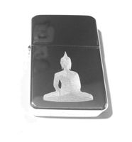Vector KGM Thunderbird Custom Lighter - Buddha Statue Outline Meditation Pose Logo Hi Polish Silver Chrome Rare!