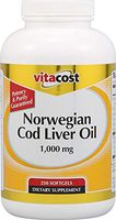 Vitacost Norwegian Cod Liver Oil - 1,000 mg - 250 Softgels