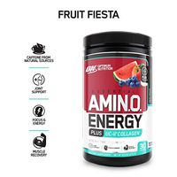 Optimum Nutrition Amino Energy + Uc-Ii Collagen, Vitamin C for Immune Support, Fruit Fiesta, 30 Servings