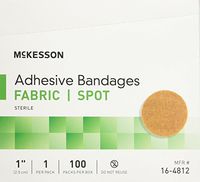 Medi-pak Performance MCKESSON Adhesive Spot Bandage Fabric 1" Diameter Round Tan (#16-4812, Sold Per Box) (2 Pack (100 Count))
