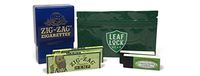 Zig Zag Crush Guard Cigarette Case, Zig Zag Hemp 1 1/4 Rolling Papers (2 Packs), Quintessential Organic Hemp Tips (2 Packs), Leaf Lock Gear Smell Proof Tobacco Pouch - 6 Item Bundle