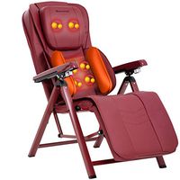 Folding Shiatsu Massage Chair Recliner with Heat Kneading Rollers Seat Vibration Air Pressure for Neck Shoulder Back Hip Thigh Electric Full Body Massage Neck Shoulder Back Massager (Red)