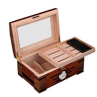 TY BEI YI GAO Cigar Box ，Cigar Box Imported Cedar Wood Cigar humidor Transparent Glass Window Cigar Box Smoking Cigar Cabinet Piano Paint @ (Color : A)