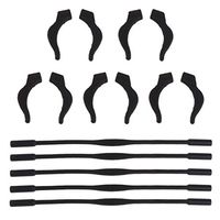 Dolity 5 Sets Pack Kids Glasses Silicone Cord Ear Grips Children Eyeglasses Temple Locks with Head Band Strap Retainer - Black