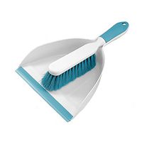 Everclean Dustpan and Brush Set with Ergonomic Brush Design, Aqua/White (6670)