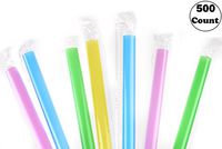 500 Extra Wide, Bubble Tea Drinking Straws For Smoothies, Milkshakes, Slushies, Party Straws - Assorted Colors, Disposable Straws (1/2 in. x 8 1/2 in.) Jumbo Long Straws, Assorted Bright Color