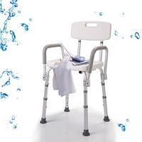 JAXPETY Shower Chair with Back - Bathtub Chair w/Arms for Handicap, Disabled, Seniors & Elderly - Adjustable Medical Bath Seat Handles for Bariatrics - Non Slip Tub Safety (Shower Chair w/Arms)