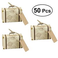 Holibanna 50pcs Mini Suitcase Kraft Creative Candy Box Wedding Gift Holder for Christmas Birthday Party Favors
