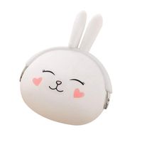 YRD TECH Rabbit Cartoon Animal Candy Colored Girls Coin Bags Key Wallets Women Children Cute Mini Coin Purse for Earphone Headphone (White)