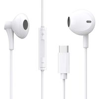 Dnifo USB C Headphones, USB C Earbuds in-Ear Noise Cancelling Earphones with Mic Headsets Compatible with Goole Pixel 3/2/XL, Samsung, Huawei, HTC 10/U11, Essential Phone (White)