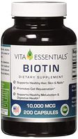 Vita Essentials Biotin 10000 Mg Capsules, 200 Count