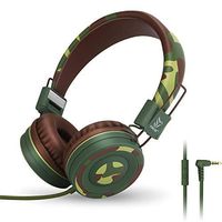 Yomuse C89 On Ear Foldable Headphones w/Microphone, Adjustable Headband for Kids Adults, iPhone iPad iPod Computers Tablets Smartphones DVD, Camo Green