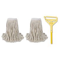 O'Dell Cut-End Mop Kits, 24, Natural, 60"" Metal/Plastic Handle, Yellow, New