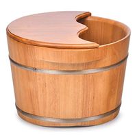 Foot Bath Barrel Bathroom Footbath with Lid Massage SPA Bucket (Color : Beige, Size : 363624cm)